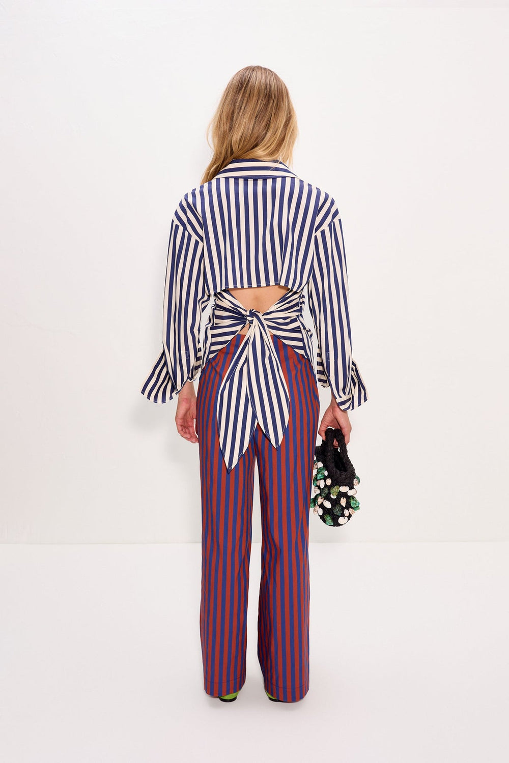 Loch Poplin Button Up - Navy/Cream Stripe