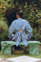Loch Striped Poplin Button Up - BLUE STRIPE