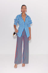 Loch Striped Poplin Button Up - BLUE STRIPE