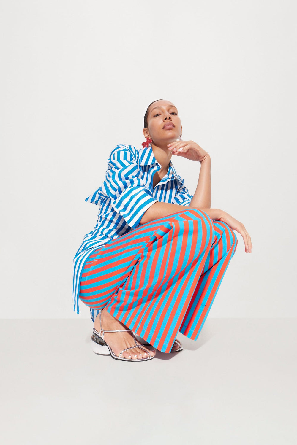 Loch Striped Poplin Button Up - BLUE STRIPE