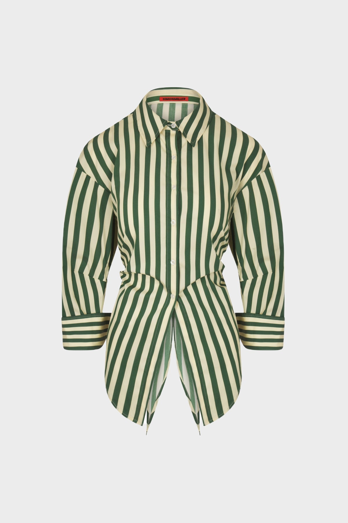 Loch Striped Poplin Button Up - GUMMY GREEN/ECRU