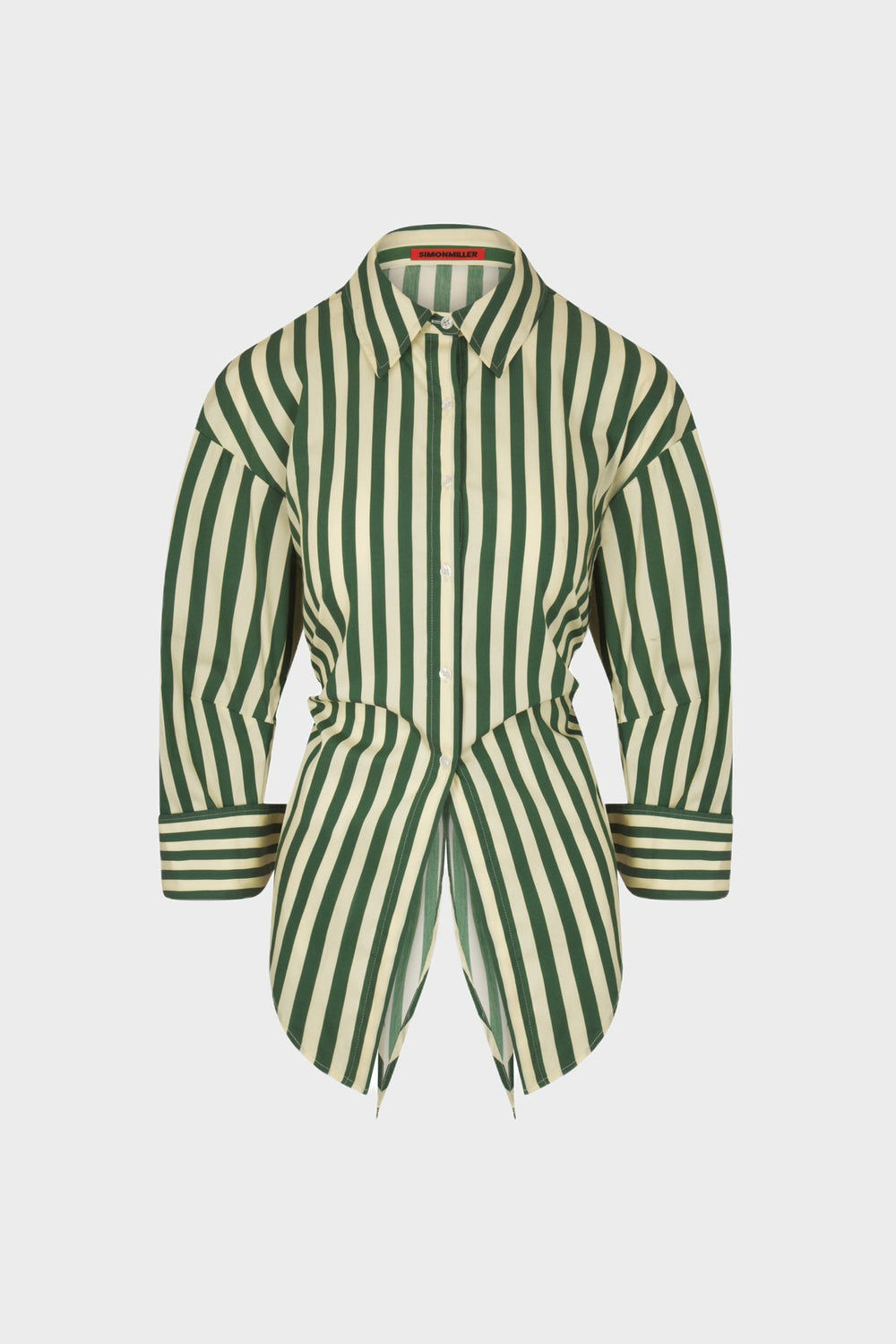 Loch Striped Poplin Button Up - GUMMY GREEN/ECRU