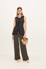 Jabber Knit Pant - Black/Tan Polka Dot