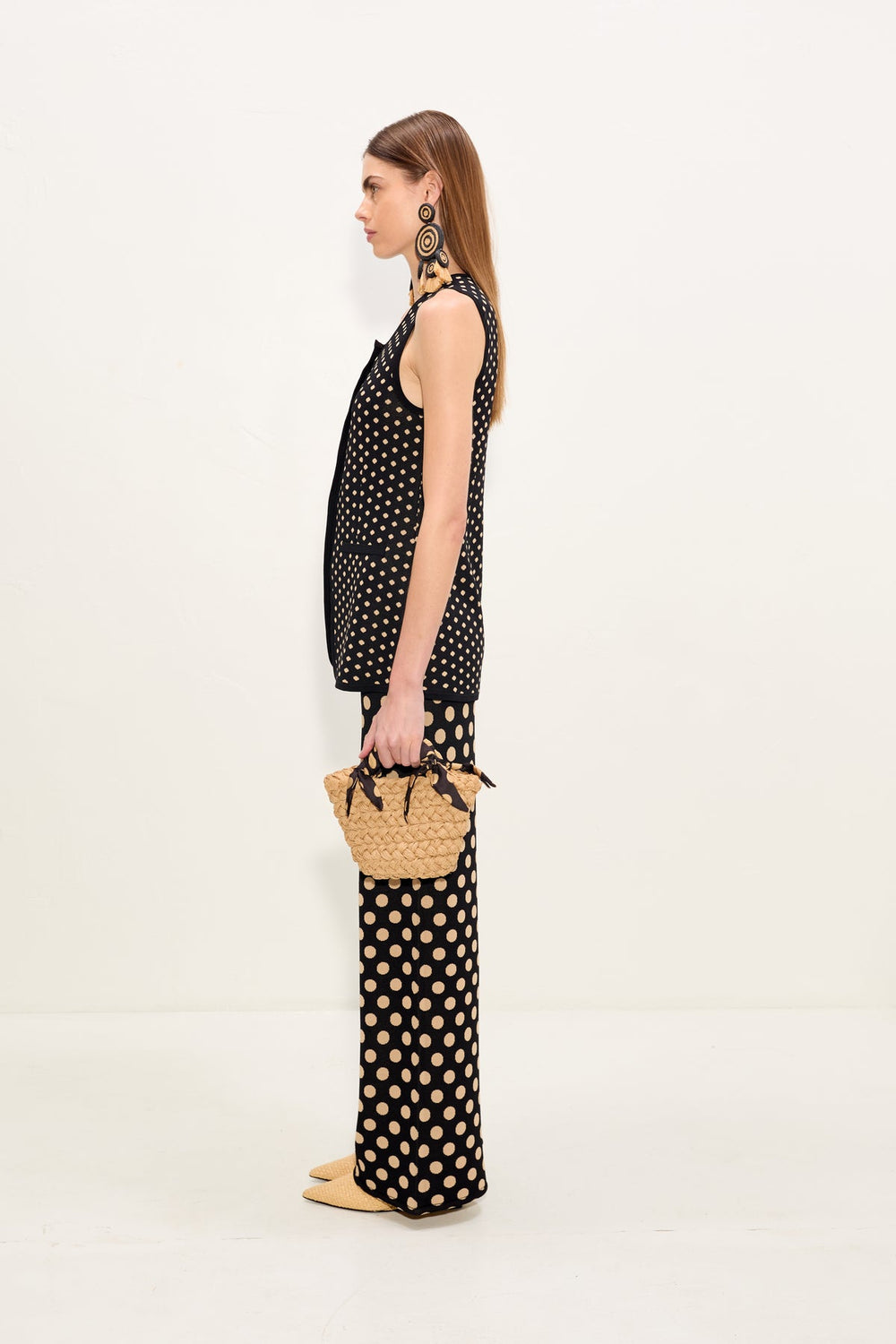 Jabber Knit Pant - Black/Tan Polka Dot