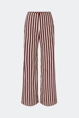 Pia Poplin Pant - Bordeaux Stripe