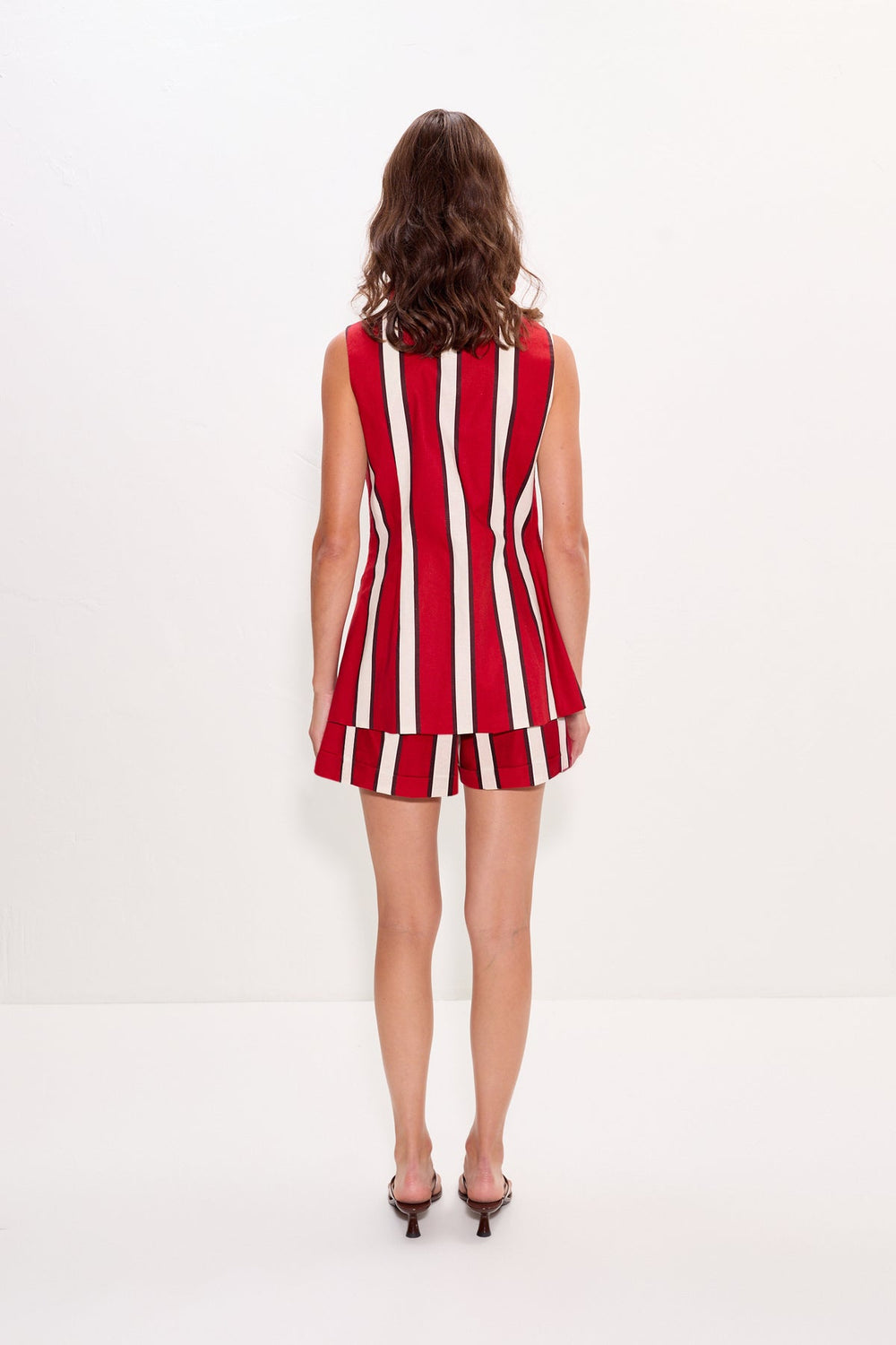 Como Linen Shorts - Venetian Red Stripe