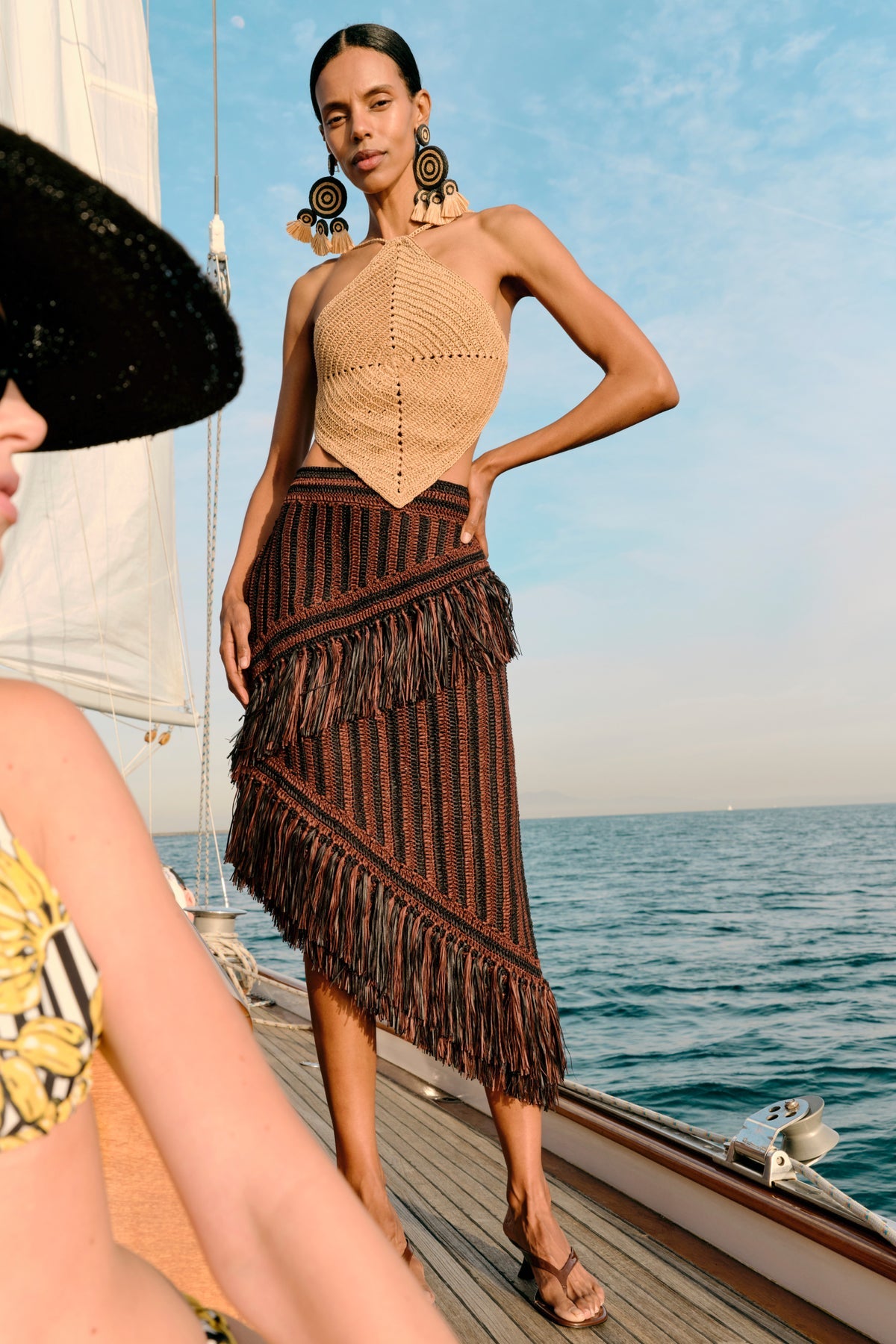 Beja Midi Skirt - Choco Brown/Black Combo