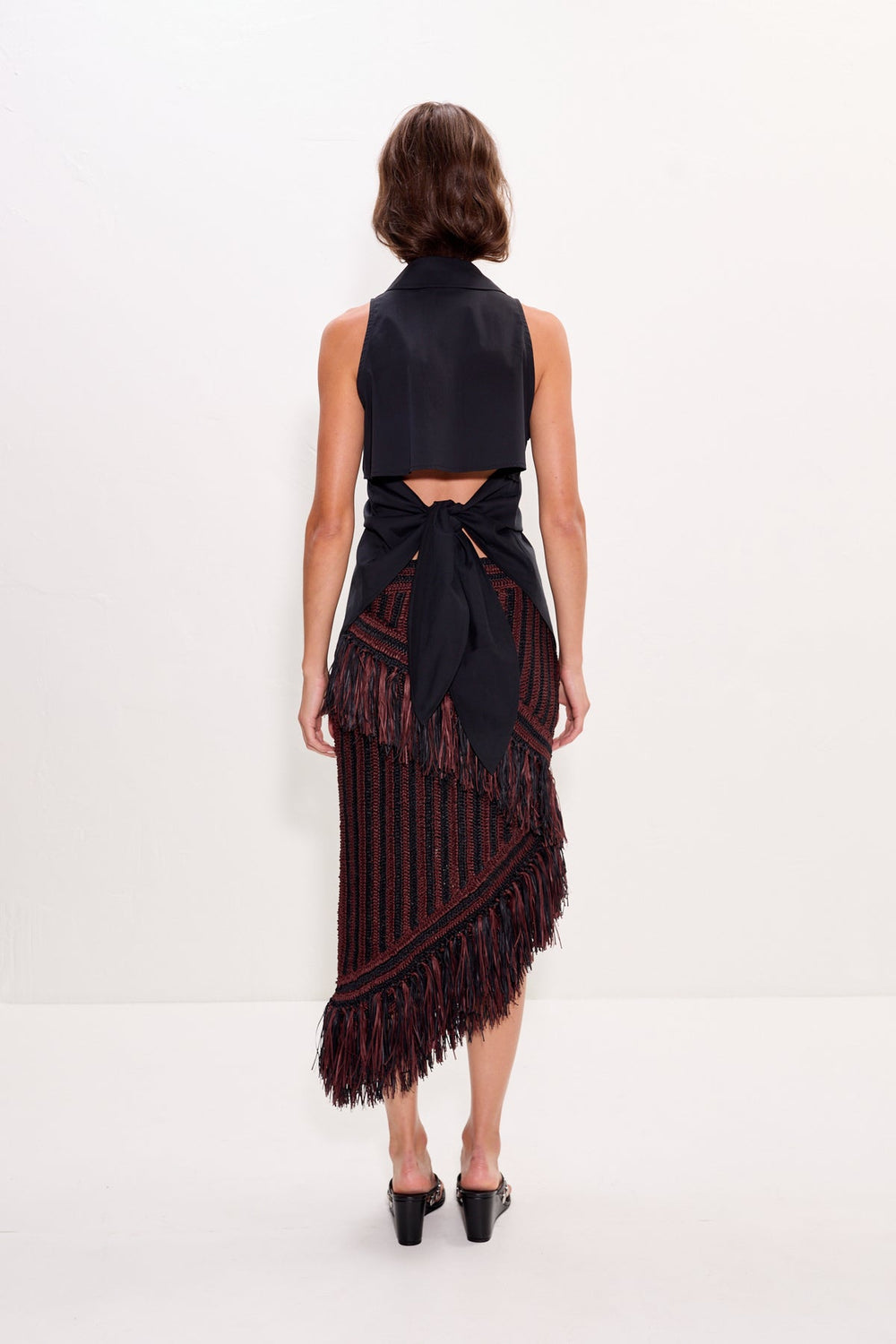 Beja Midi Skirt - Choco Brown/Black Combo
