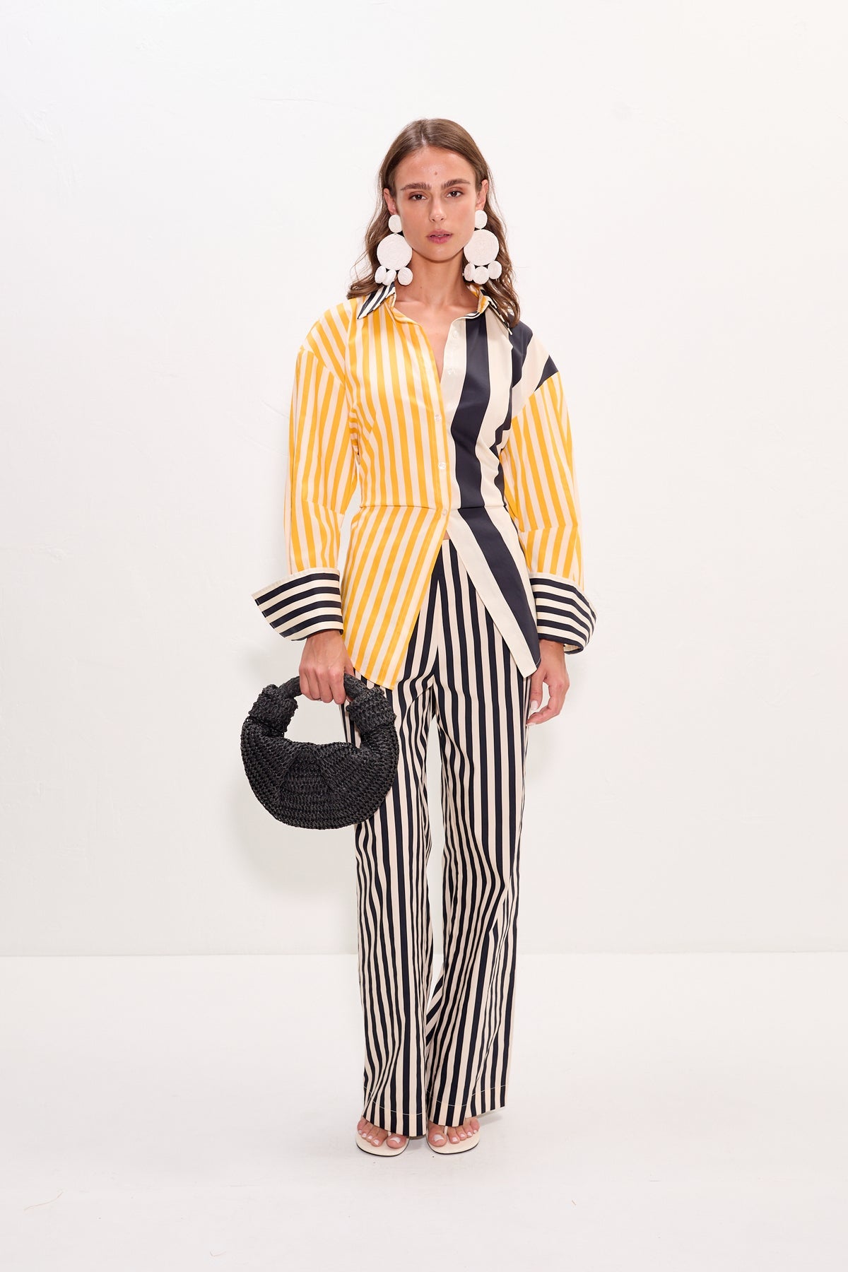 Loch Poplin Button Up - Sungold Stripe Combo
