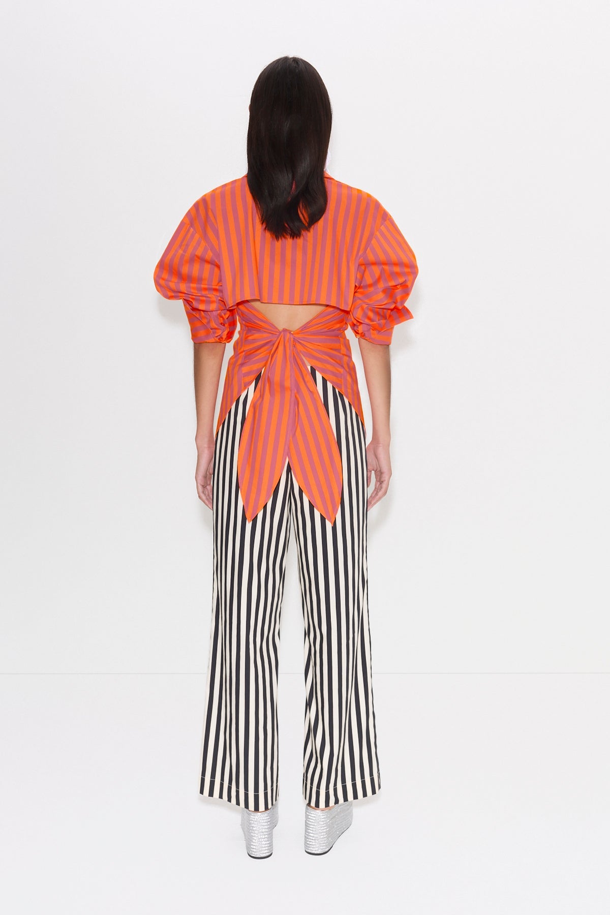 Pia Poplin Pant - BLACK/WHITE STRIPE