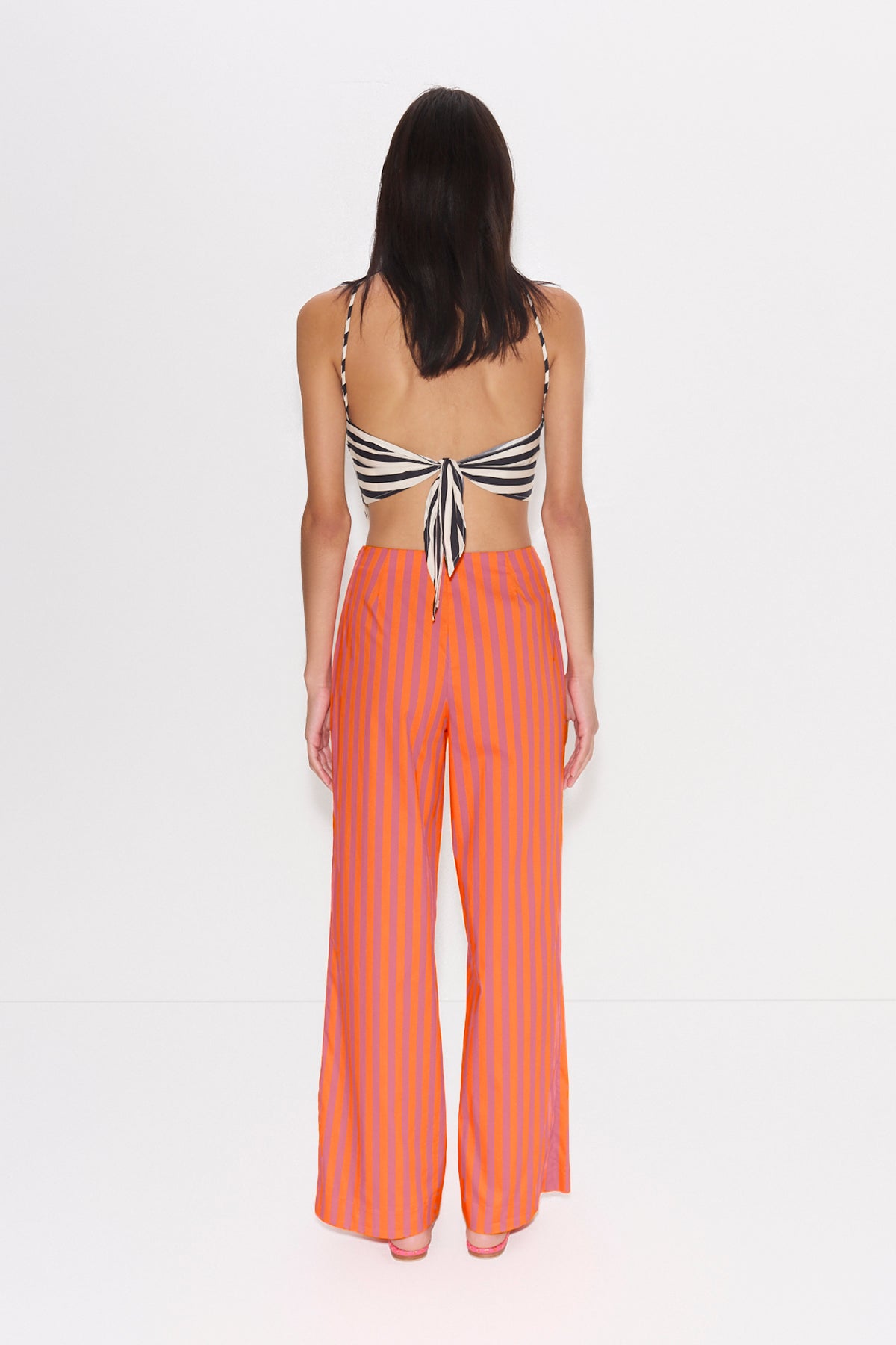 Kit Poplin Tie Top - BLACK/WHITE STRIPE