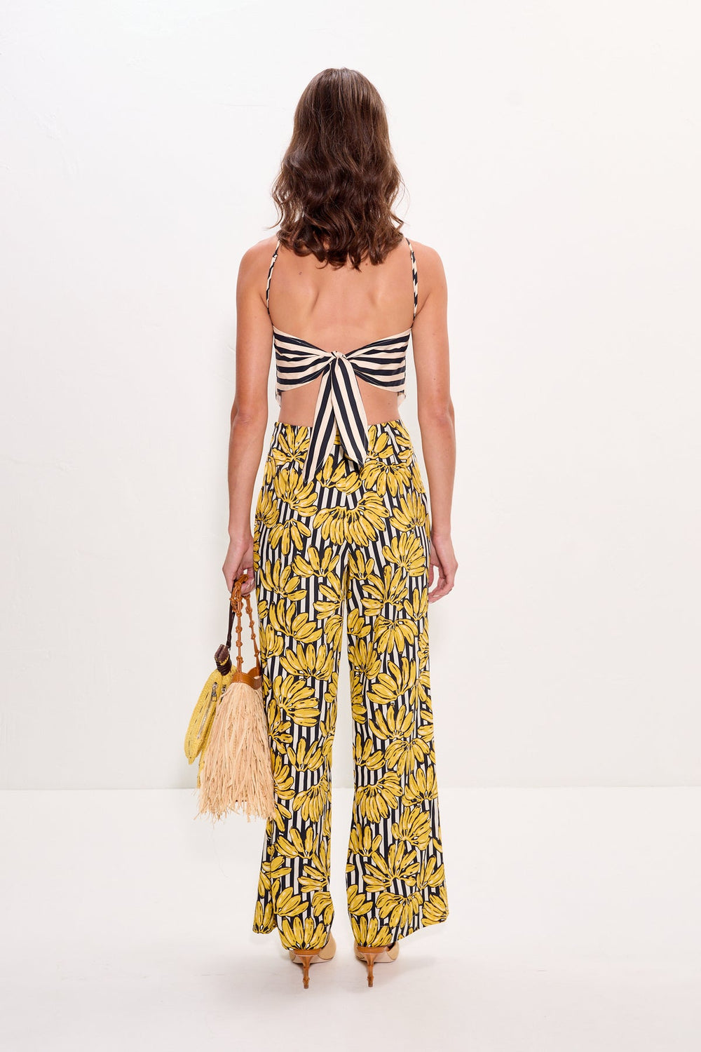 Pia Poplin Pant - Banana Stripe