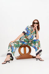 Nella Wide Leg Pant - Tropical Floral Print Combo