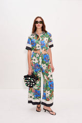 Nella Wide Leg Pant - Tropical Floral Print Combo