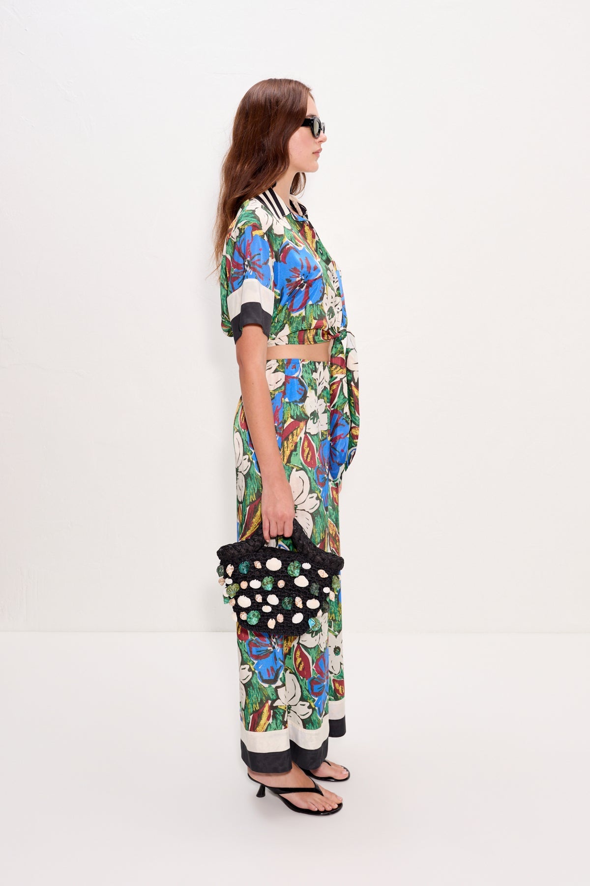 Nella Wide Leg Pant - Tropical Floral Print Combo