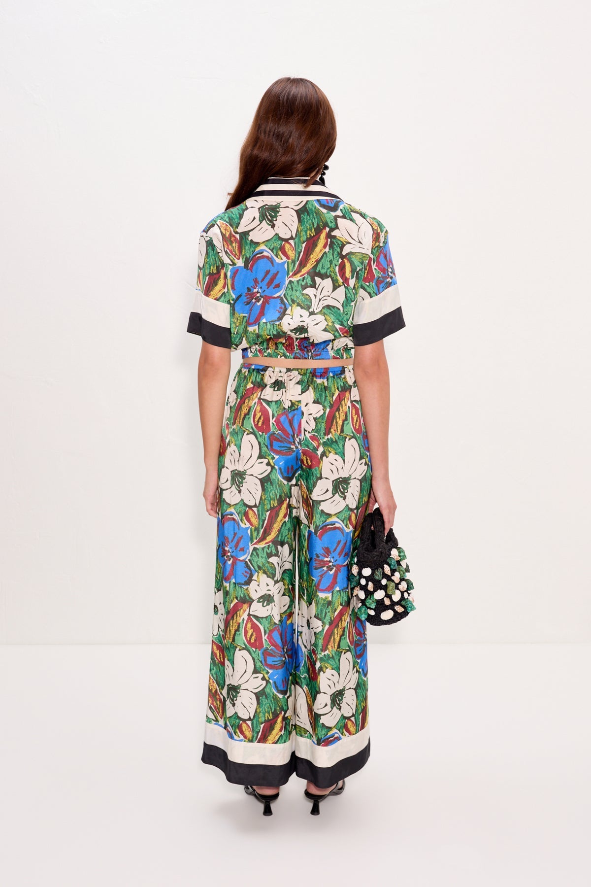 Nella Wide Leg Pant - Tropical Floral Print Combo