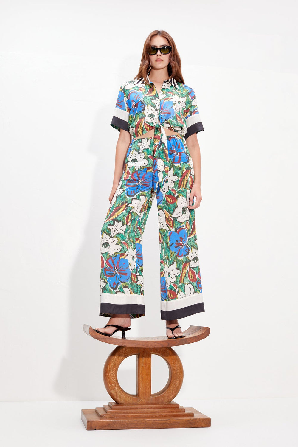 Nella Wide Leg Pant - Tropical Floral Print Combo