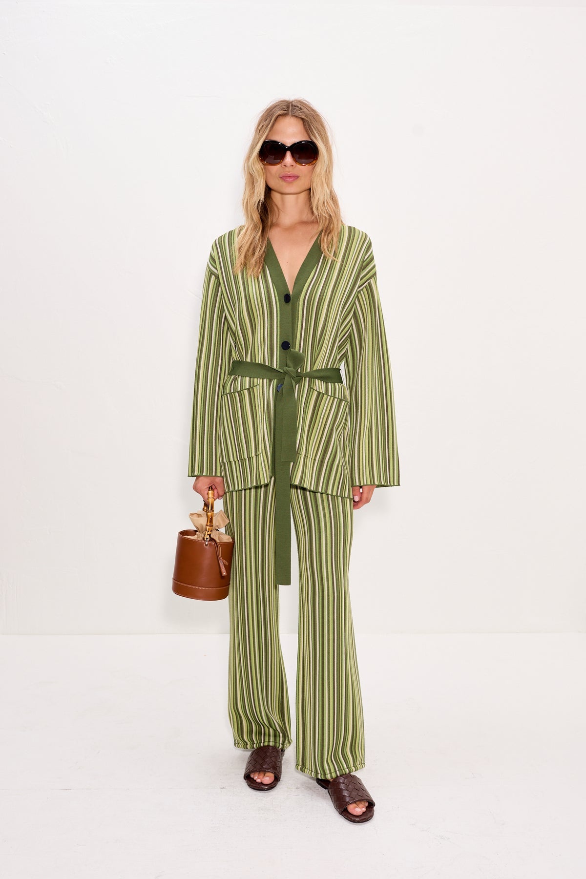 Max Belted Knit Cardigan - Landscape Multi Stripe