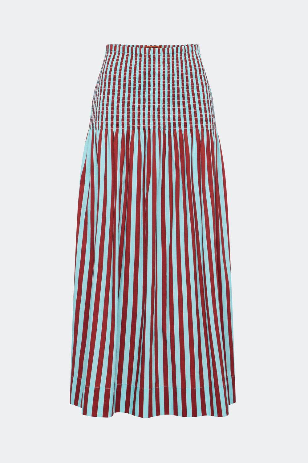 Flor Poplin Skirt - Salted Blue/Crimson