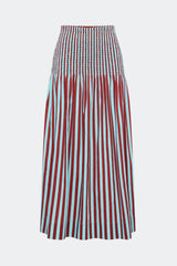 Flor Poplin Skirt - Salted Blue/Crimson
