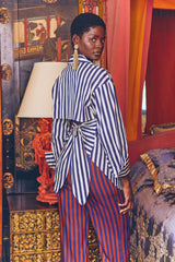 Loch Poplin Button Up - Navy/Cream Stripe