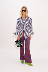Loch Poplin Button Up - Navy/Cream Stripe