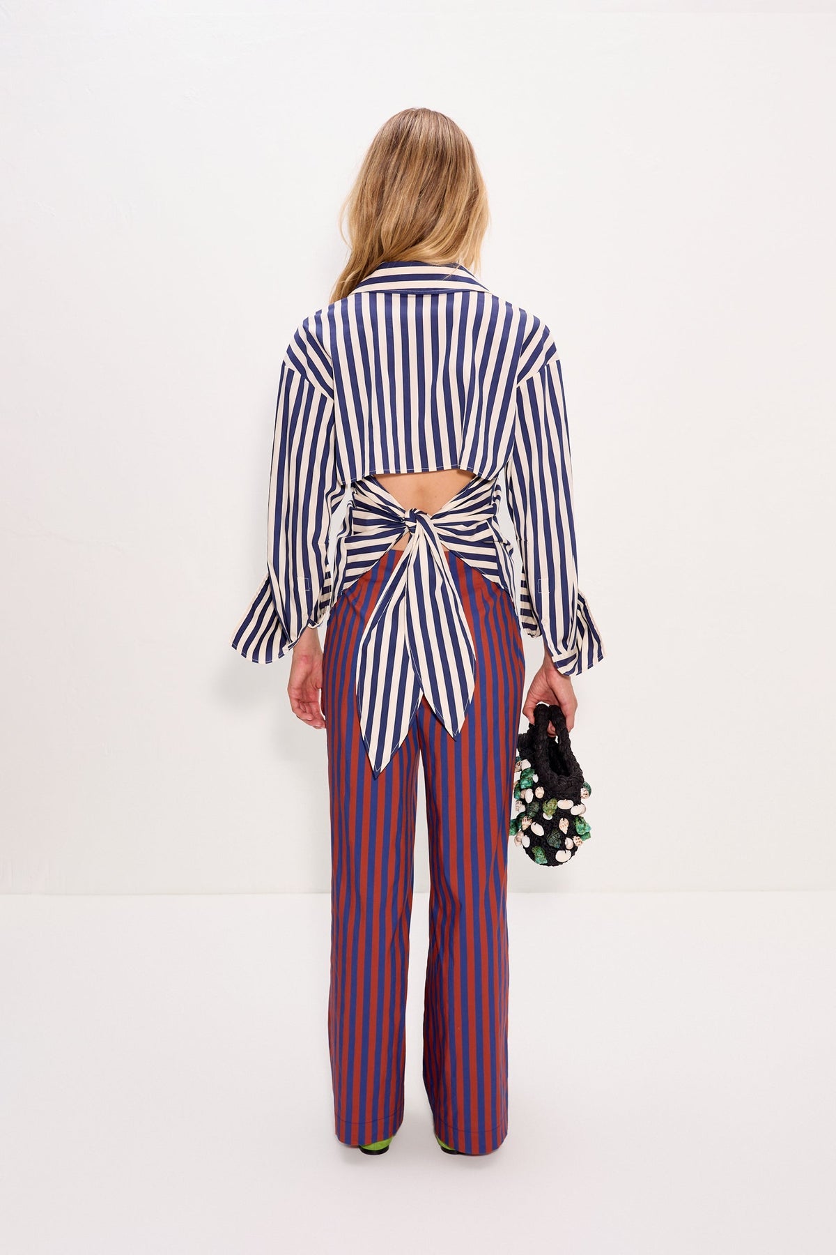 Loch Poplin Button Up - Navy/Cream Stripe