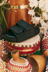 Raffia Cro Slide - BLACK
