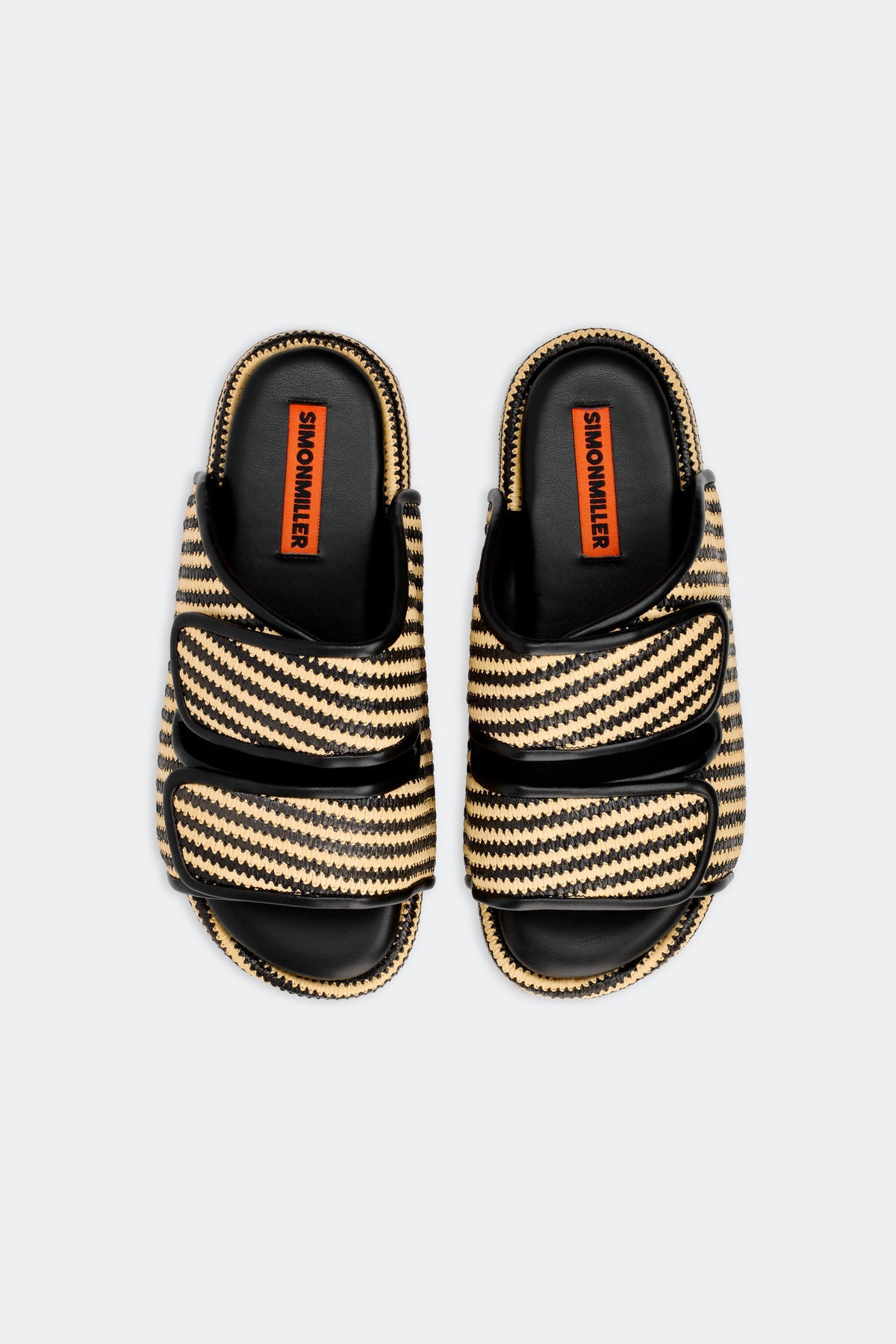 Raffia Cro Slide - Black/White Micro Stripe
