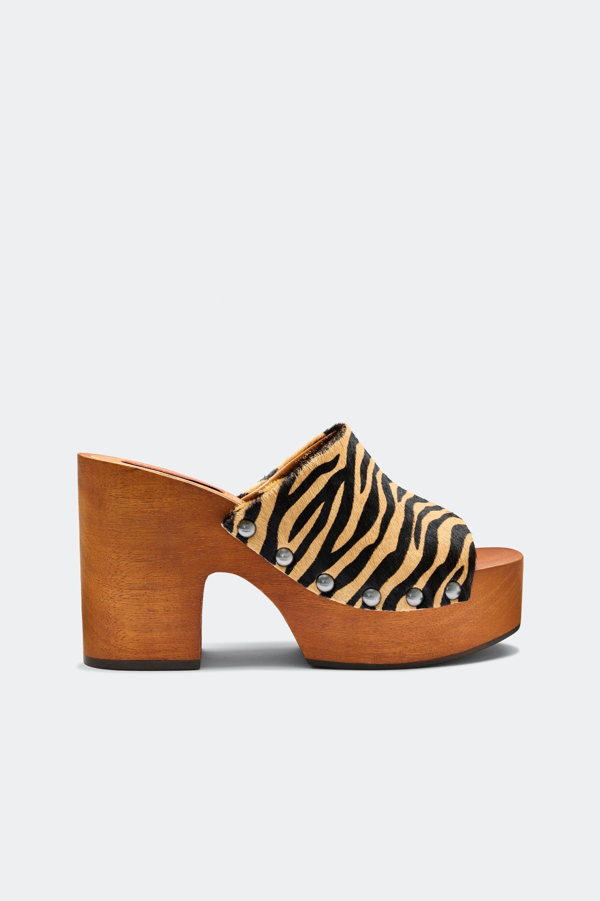 Haircalf Sol Wood Sandal - Brown Zebra