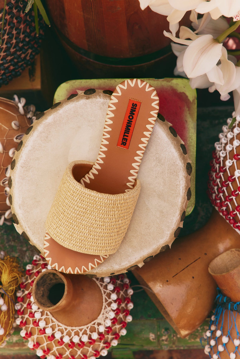 Raffia Salerno Slide - NATURAL