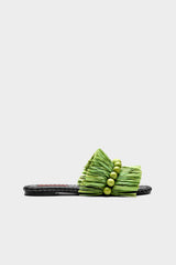 Island Fringe Salerno Sandal - Moss Green/Black