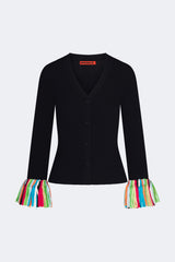 Cara Knit Fringe Cardigan - Black Multi