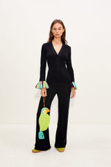 Cara Knit Fringe Cardigan - Black Multi