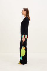 Cara Knit Fringe Cardigan - Black Multi
