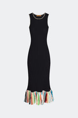 Thea Knit Fringe Dress - Black Multi