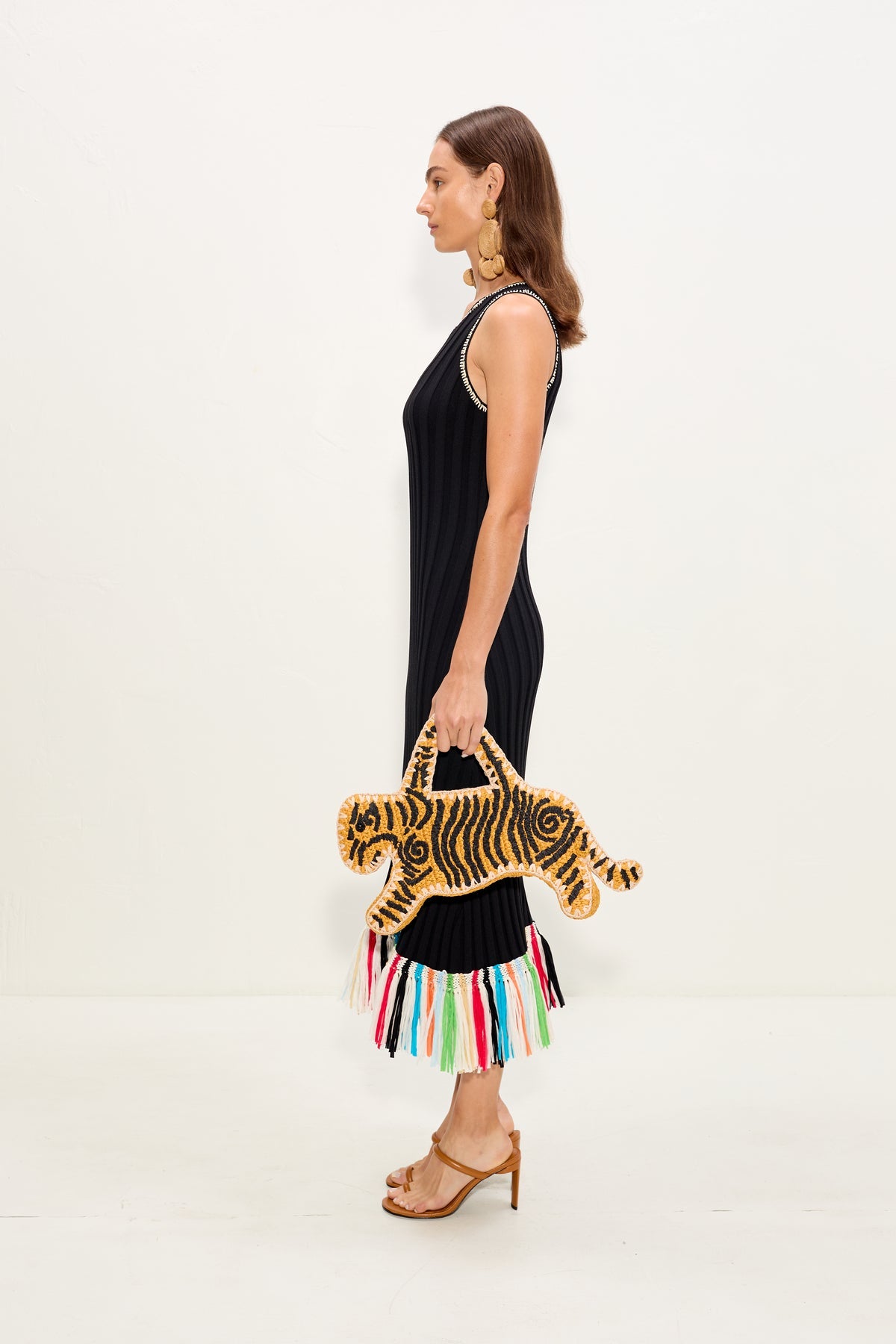 Thea Knit Fringe Dress - Black Multi