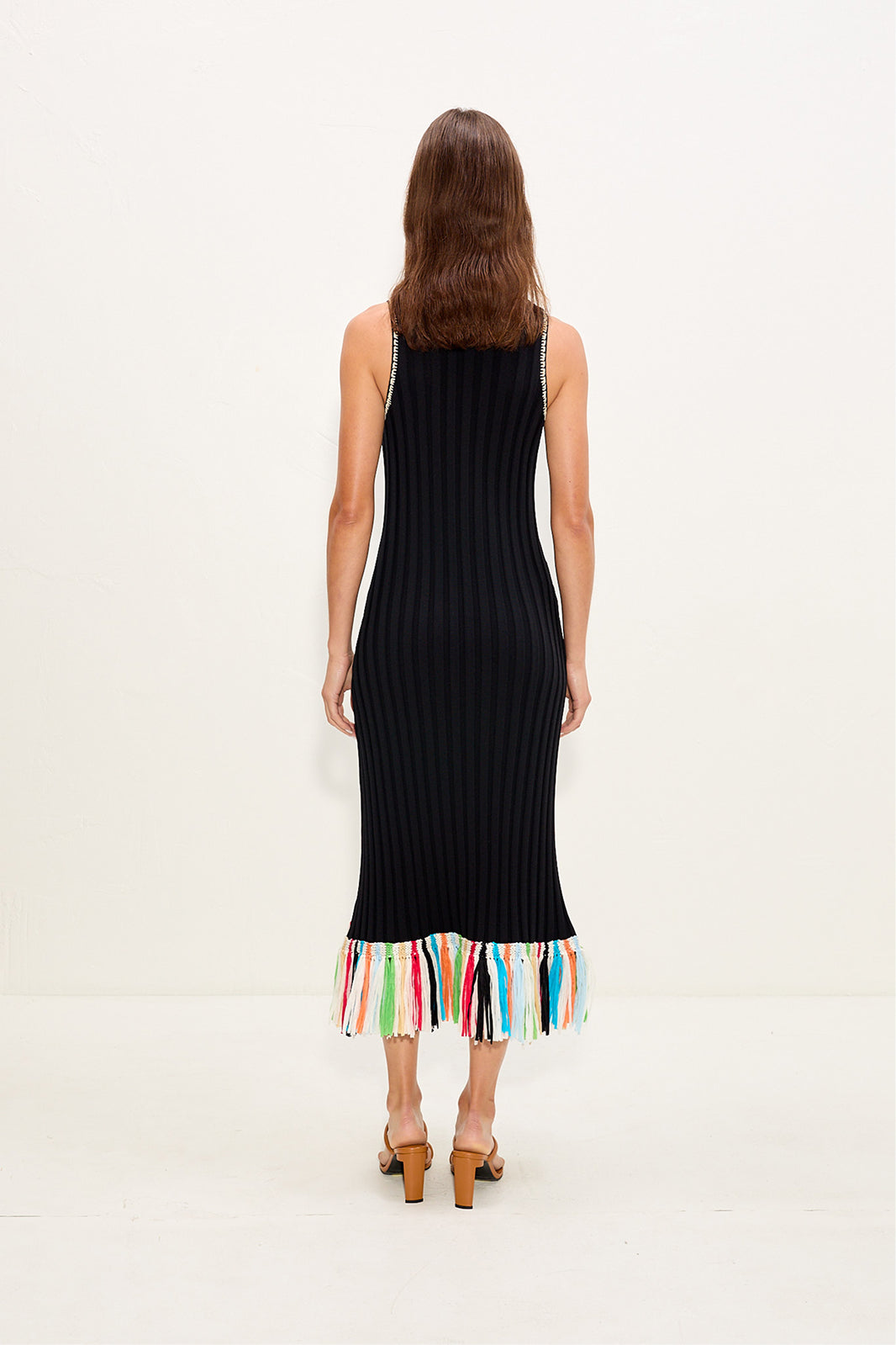 Thea Knit Fringe Dress - Black Multi