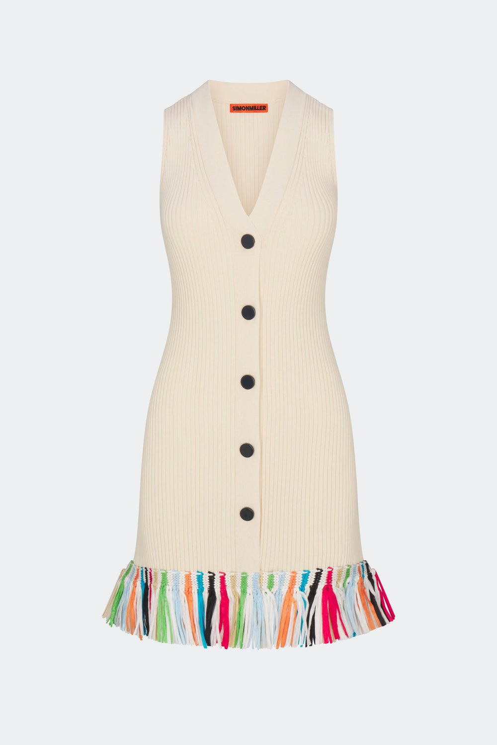 Maven Knit Fringe Mini Dress - Ecru Multi