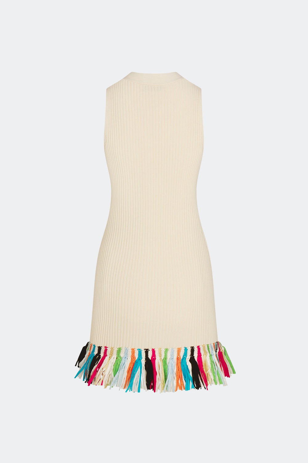 Maven Knit Fringe Mini Dress - Ecru Multi