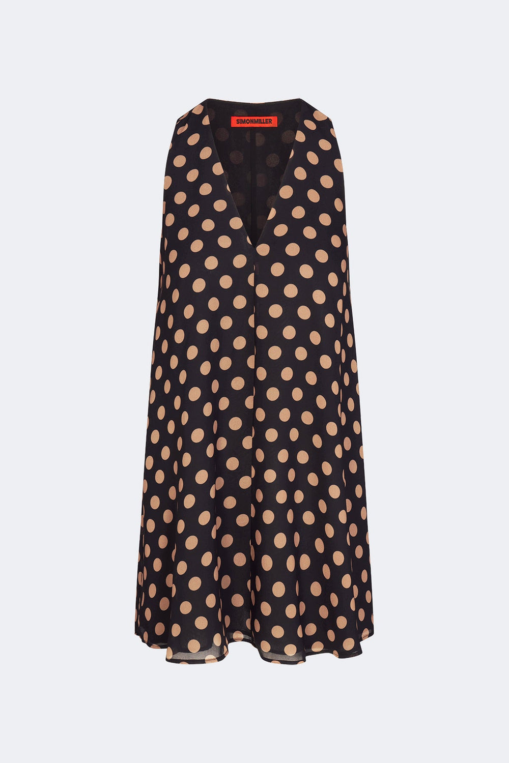 Gia Chiffon Mini Dress - Black/Tan Polka Dot