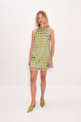 Sina Crochet Mini Dress - Moss/Satellite Silver