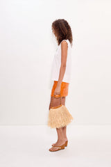 Dizzy Sequin Skirt - Tangerine Orange