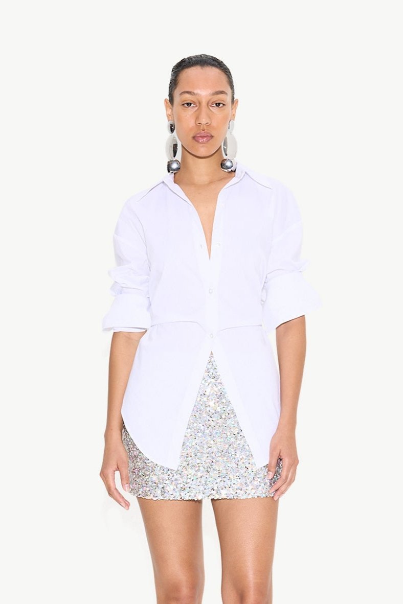 Loch Poplin Button Up - MACADAMIA