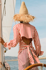 Loch Poplin Button Up - Venetian Red Stripe