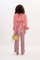 Loch Poplin Button Up - Venetian Red Stripe