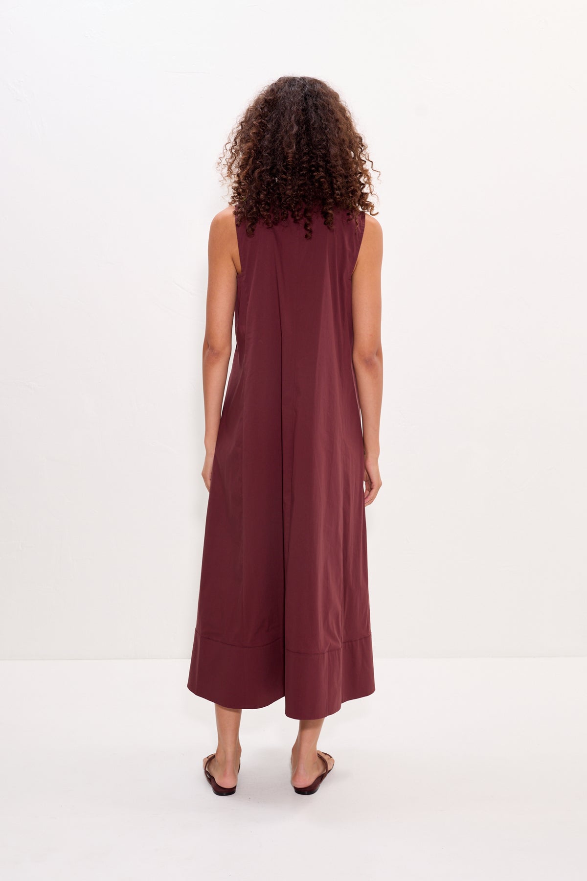 Mar Crochet Poplin Dress - Choco Brown
