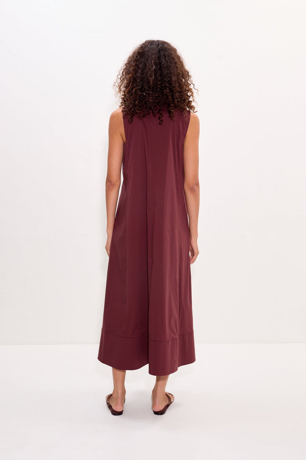 Mar Crochet Poplin Dress - Choco Brown