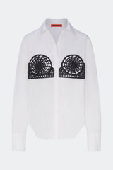 Maren Poplin Crochet Button Up - Macadamia