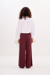 Maren Poplin Crochet Button Up - Macadamia